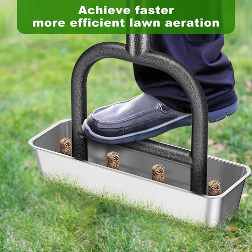 Lifeswell Lawn Coring Aerator Tool, Stainless Steel 4-Core Manual Plug Aerator for Yard & Lawn Aeration, Durable Aeration Tool with Soft Rubber Grip for Compacted Soil & Grass Care