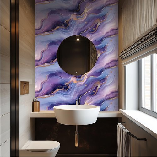 HOMETITUTE Gold Purple Marble Wallpaper Modern Art Marble Contact Paper Vinyl Self-Adhesive Removable Counter Peel and Stick Wall Paper for Wall Countertop Cabinets Furniture Home Decor 15.7"x39.4"