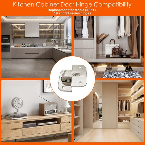 Adjustable Concealed Pie Cut Corner Cabinet Hinge, Lazy Susan Hinges for Cabinet Door, Replacement for Mepla SSP 17, 19 and 21 Series Hinges