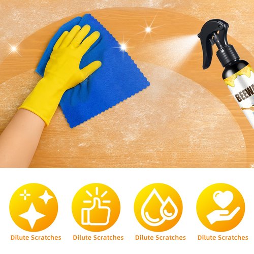 G · PEH 2PCS Natural Beeswax Care Spray & Restorer: Beeswax Spray Furniture Polish, Wood Cleaner,Natural Wood Furniture Polish for Floor, Tables, Cabinets (240ml+Sponge+Cloth)