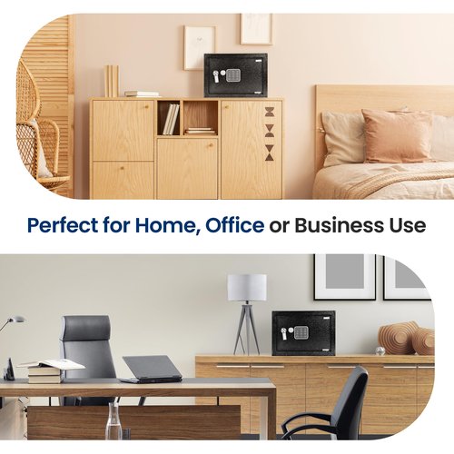 SereneLife Electronic Safe Box Heavy Duty 12.2’’ x 7.8’’ Lockbox Digital Keypad Code & 2 Key access Small Money Safe for Home & Office Secure Cash, Jewelry, Valuables Wall & Floor Mountable