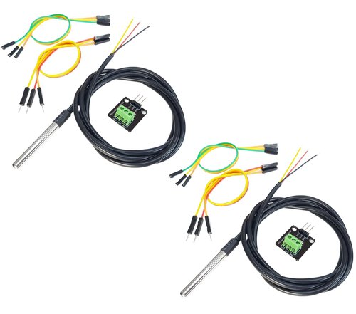 DIYables DS18B20 Temperature Sensor for Arduino, ESP32, ESP8266, Raspberry Pi, Waterproof Stainless Steel Probe, 2 Pieces