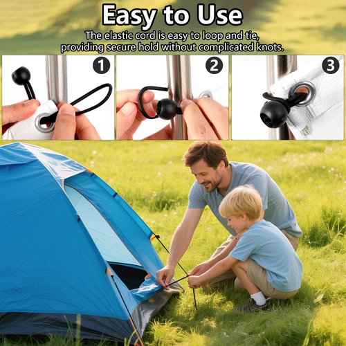 30pcs Black Ball Bungee Cords – 4 Inch Heavy-Duty Stretch Tie Down for Canopy, Tarp, Camping, and Storage