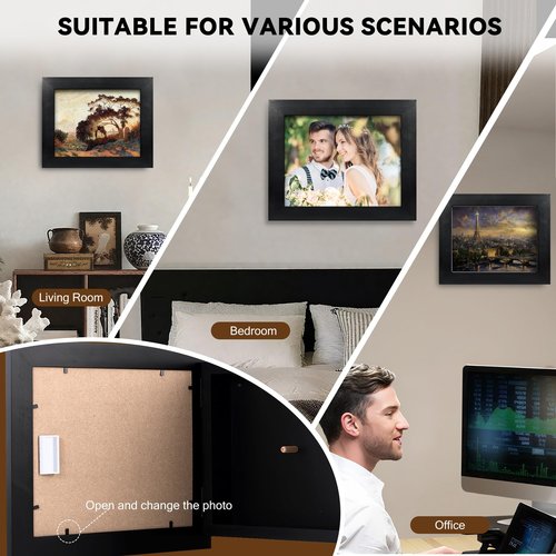Hidden Gun Safe Cabinet with Lock – Wooden Wall-Mounted Concealment Shelf, Secret Compartment Furniture for Handgun Storage, Hidden Gun Shelf for Home Decor