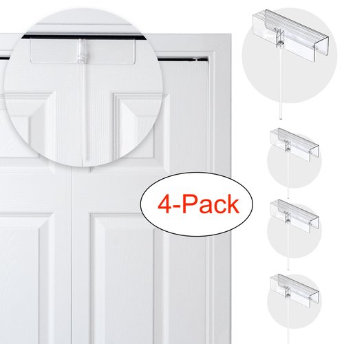 (4- Pack) - Safety Innovations Bi-fold Door Lock - Closet Protection Child and Pet Proof Bi-fold Door Lock - Tool-Free Installation - Unbreakable Clear Polycarbonate - for 1 3/8" Thick Wood Doors