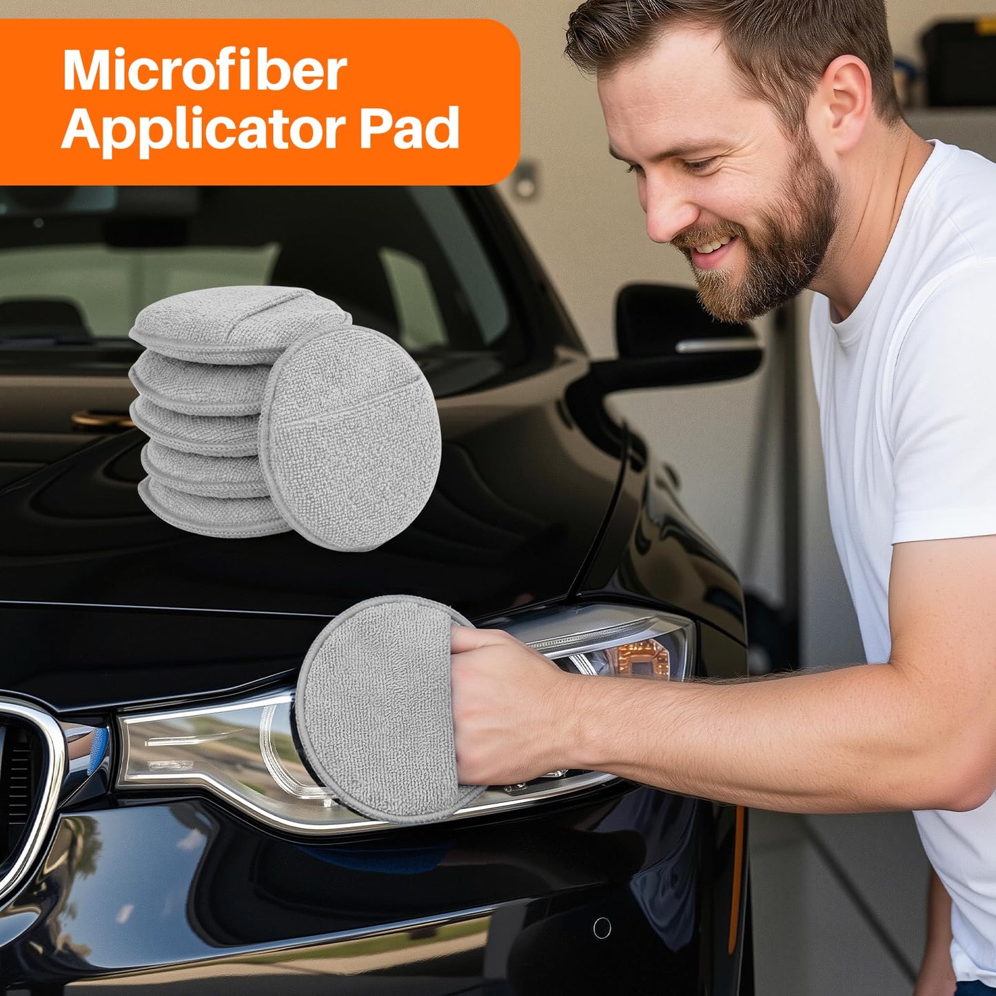 SZTCECDM Microfiber Wax Applicator Pads, Car Wax Applicator with Finger Pocket, Buffing & Detail Polishing Foam Pads for Car Cleaning and Fine Polishing (5 inch, 12 Pack)