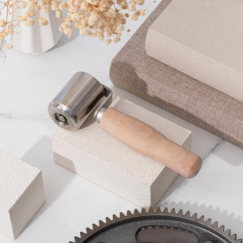 Otoolling 2-1/2" Curved End Ball Bearing Steel Roller Heavy Duty Sealant Steel Seam Roller with Wood Handle for Rv Roof Repair