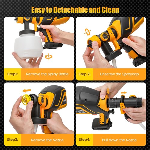 Cordless Paint Sprayer for Dewalt 20V MAX Battery, Electric Paint Sprayer with 1200ML,Easy to Clean,Adjustable Spray Modesfor Home Renovation and Car Painting(Battery Not Included)