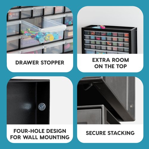 IRIS USA Screw Tool Organizer Small Parts Cabinet Chest, 44-Drawer Hardware Electronics Nuts Bolts Storage Drawers Organization Toolbox Garage Craft Business Teacher Beads Scrapbook Art Hobby - Black