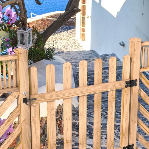JZVXX Gate Latch with Spring Cable Pull for Fence Gate - Carbon Steel - Black,Self Locking Fence Gate Latch,Gate Latch for Wooden Fence,Fence Door Latch