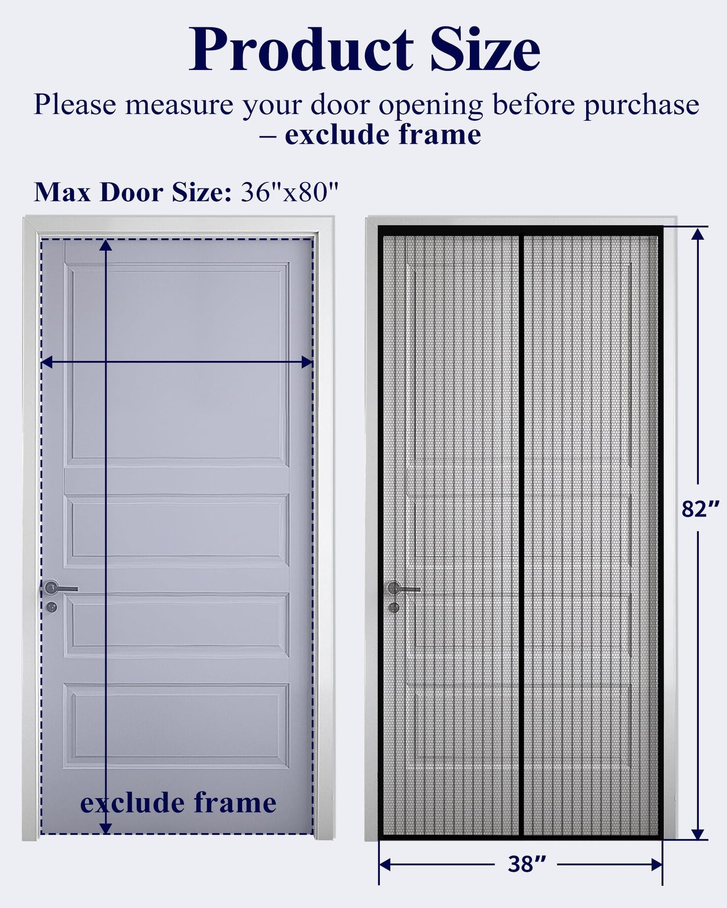 Kitsure Magnetic Screen Door - 38.0'' x 82.0'' Retractable Screen Door Mesh for Entry Door or Sliding Door, Pet & Kid Friendly, Hands-Free Closure Keeps Bugs Out & Lets Breeze in, Stripe Black
