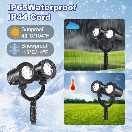 Snowflake Projection Light, Christmas Outdoor Double Headed Snowflake Projection Light, LED Snowfall Spotlight IP65 Waterproof Rating, Suitable for Christmas Garden Decoration (HT-TY-13)