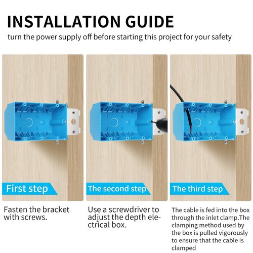 XIUTE 3 Gang Electrical Box,49 Cubic Inch Adjustable Boxes,Three Gang PVC Work Switch/Outlet Wall Electrical Box, ETL Approved，(Blue, 1-Pack)