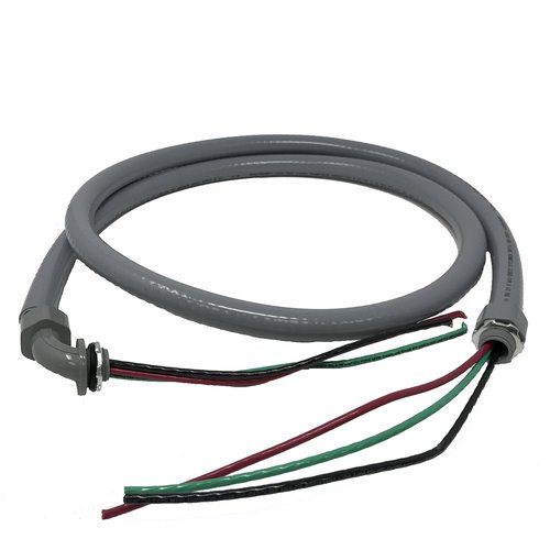 Sealproof Power Whip Assembly, 1/2-Inch x 6 Ft Nonmetallic Liquid Tight Flexible Electrical Conduit and 10 Gauge Wire Single Phase Preassembled A/C Hook-up Whip Kit, 1/2"