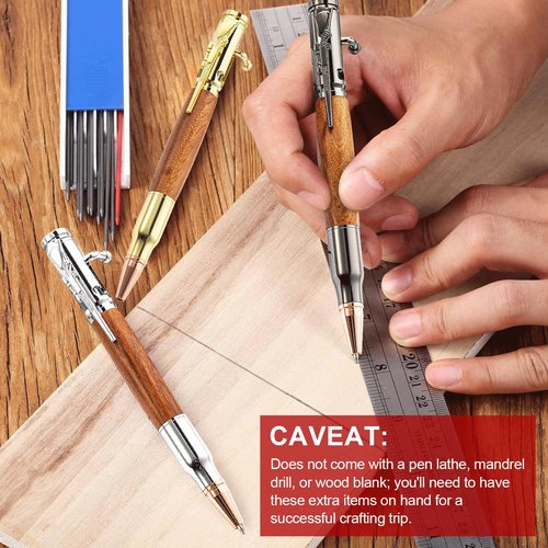 JEEJINYAN 6 Pcs Bolt Action Pen for Woodturning, Pen Sets for Men Gift, Durable and Easy to Use, Office Decor Pen, Woodworking Tools for Making Home (Silver, Gold, Black)