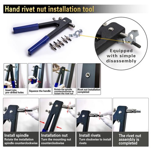 ASKWAY Pressure Rivet Nut Tool Kit, 430Pcs Metric Rivet Nut Combination (M8/M6/M5/M4/M3), Suitable for Furniture, Decoration, Automotive, Marine and Industrial Applications