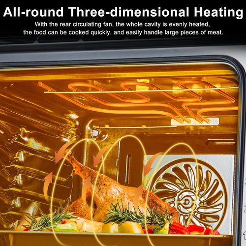 24 Inch Electric Single Wall Oven, 2.5 Cu.ft Built-in Convection System with 8 Cooking Functions in Stainless Steel, Touch Control