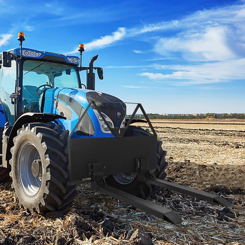 MilleLoom 46" Pin-On Pallet Forks Attachment With Quick Attach Mount, Universal Skid Steer Forks With Hitch Ball Hole for Tractors and Loaders, Black
