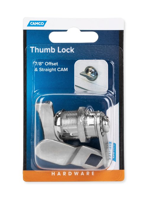 Camco 44323 7/8" Thumb Operated Offset Cam Lock, Multicolor