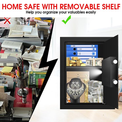 3.0 Cub Large Safes for Home Use Fire and Water Proof, Anti-Theft Digital Security Safe Box with Electronic Keypad and Key, Fire Proof Safe for Home Documents Firearm Medicine Money Valuables