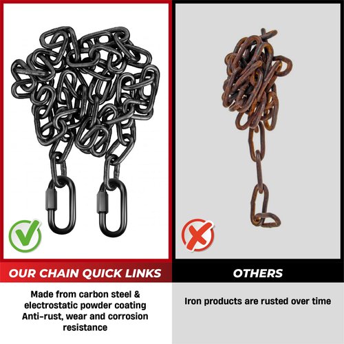 PAMAZY 2PCS 4.2” Heavy Duty Chain Quick Links, 2500 LBS Weight Capacity, Durable, Anti-Rust, High Strength Chain Connector, Carabiner for Big Chain Connecting, Hammock Hanging, Hiking, Camping