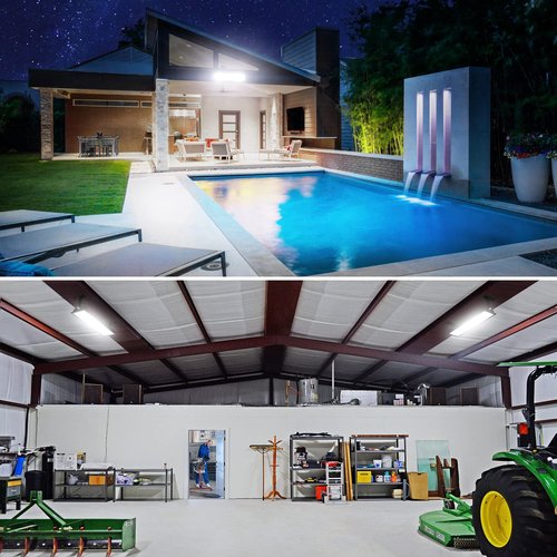 Onforu LED Shop Lights,90W 10000lm Ultra Bright LED Work Lights with Plug,6500K Daylight White Garage Light,IP66 Waterproof Lighting for Garage Warehouses Workshop(2 Pack)