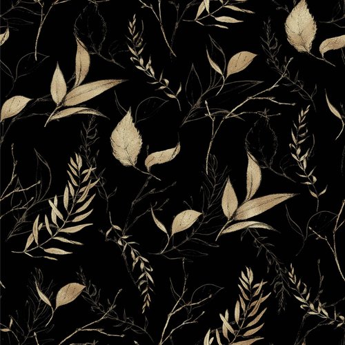 Akodm Black and Champagne Gold Leaf Wallpaper Peel and Stick Modern Botanical Contact Paper for Cabinets Drawers Bathroom Removable Self Adhesive Thick Vinyl Waterproof Luxury Wallpaper 17.7"x70.8"