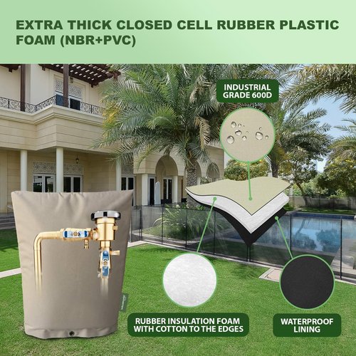 PipeWarmers The Original Pipe Insulation Cover (5˚F) Winter Pipe Insulation (UV-Coated),Pump Cover, Sprinkler Irrigation Valve Cover, Backflow Preventer Freeze Protection (24W X 24H)