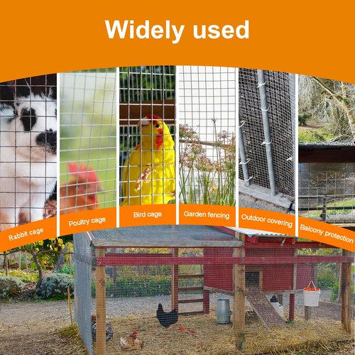 Gardeal 16in x 50ft 19 Gauge 1/2 Inch Hardware Cloth - Double Hot-Dipped Galvanized After Welding Steel Mesh - Duty Rust Proof Fencing for Gardens, Chicken Coops & Poultry Animal Netting Cage Screen