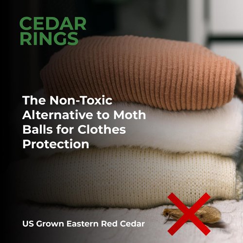 Professor Killamoth 30 Cedar Rings for Clothes Storage - Stop Clothes Damage - 30 Fresh Cedar Rings to Protect Your Clothes
