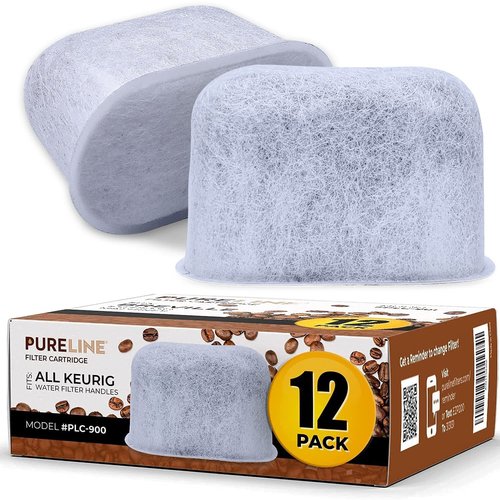 Keurig Filter Replacement, 12 Pack Compatible Charcoal Water Filter Replacement by Pureline - for Keurig 2.0 and 1.0 Classic Coffee Makers