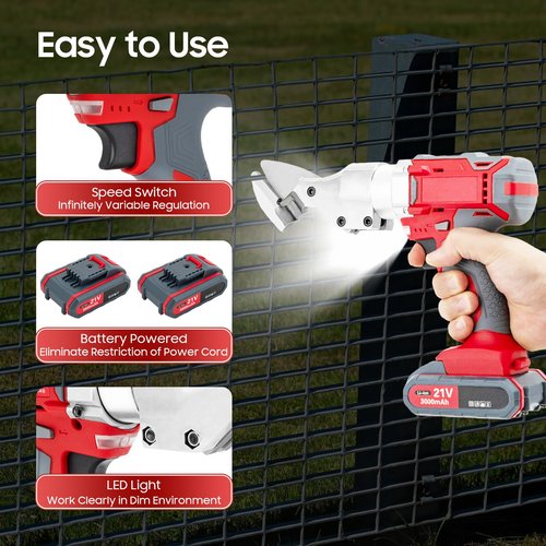 21V Sheet Metal Cutter Scissor Electric Metal Shear Heavy Duty Tin Snips Cutting Tool Cordless Drill Attachment for Cutting Iron Stainless Cardboard Aluminum
