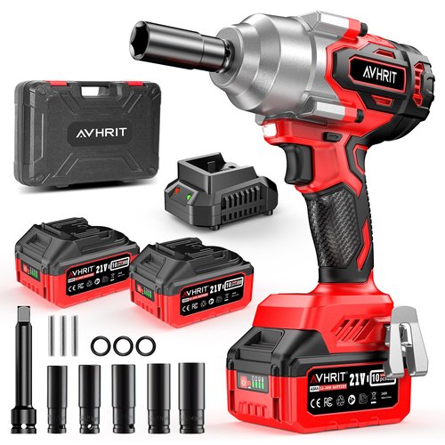 Avrhit Cordless Impact Wrench 1/2 Inch, 1300Nm / 960ft-lbs High Torque Impact Gun with 2x 4.0Ah Batteries, 5 Sockets Electric Impact Driver for Car/Truck RV/Mower