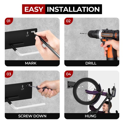 Fat Tire Bike Rack Wall Mount Garage Storage,Fat Tire Bike Storage Rack for Garage,Heavy Duty Fat Tire Bike Wall Mount Hanger Hooks Max 100lbs,Vertical Fat Tire Mountain Bike Rack(Hold 2 Bikes)