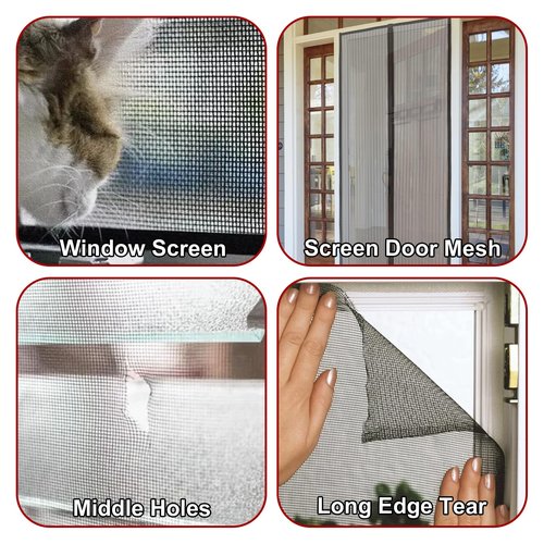 40Pcs Screen Repair Kit Window Screen Repair Patch Strong Adhesive Fiberglass Mesh Pacth Tape for Mesh Door Holes Covering Tears