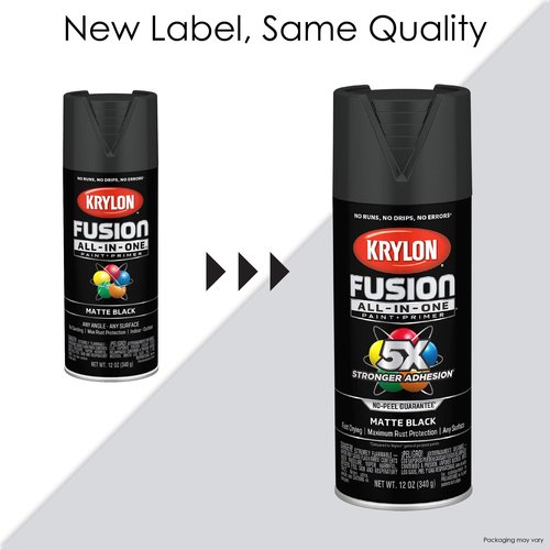 Krylon Fusion All-In-One Adhesive Spray Paint for Indoor/Outdoor Use, 12 oz, Black