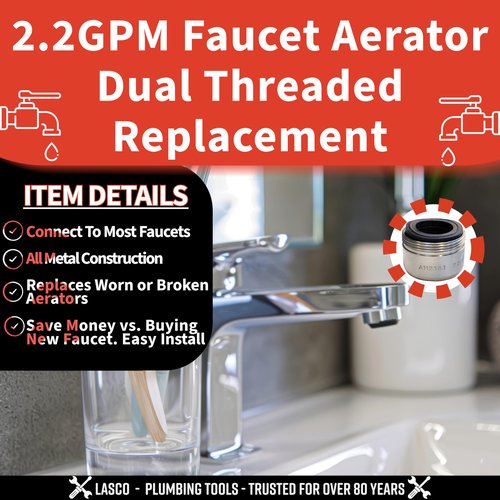 LASCO 09-1979 Fit Most Dual Thread Faucet Aerator with Standard Male and Female Adapter, Satin Nickel
