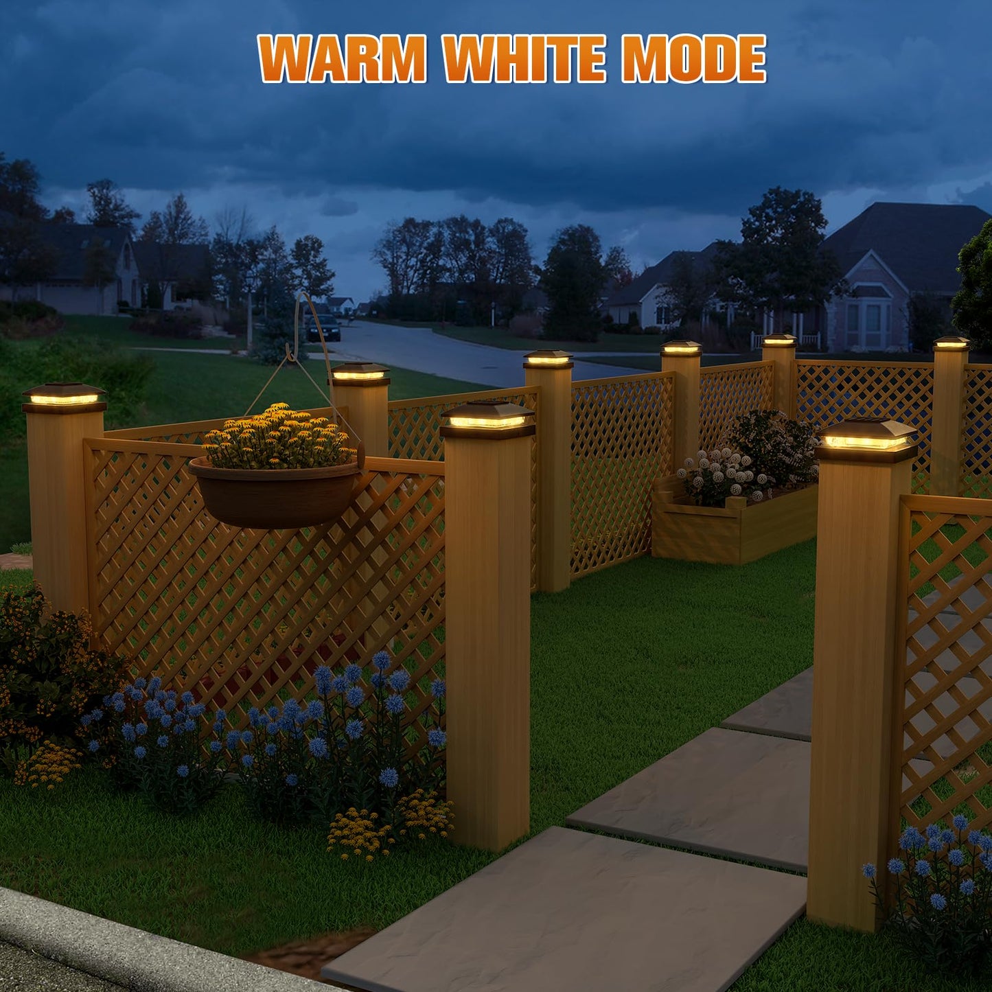 APONUO Solar Post Cap Lights for 4x4 Posts - IP64 Waterproof, 3000K LED, No-Wire Fence Lights & Deck Lights for Patio Garden Yard Patio, Black-Warm White, 12 Pack