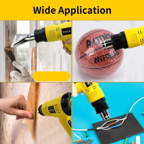 PNECK Heat Gun 2000W, 140°F-1202°F Variable Temperature with 2 Speeds, Fast Heating Heavy Duty Hot Air Gun Kit with 4 Nozzles for Crafts, Shrinking PVC, Stripping Paint