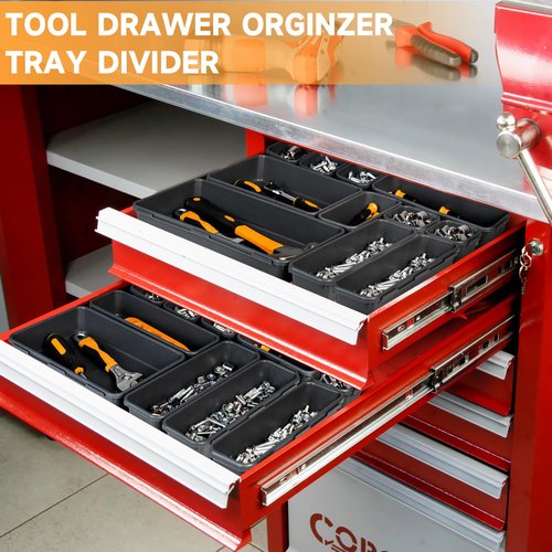 FLYVOLE [60 PCS Upgraded] Tool Box Organizer Tray, Toolbox Desk Drawer Organizer, Tool Box Tray, Toolbox Organization Storage for Rolling Tool Chest (60 PCS)