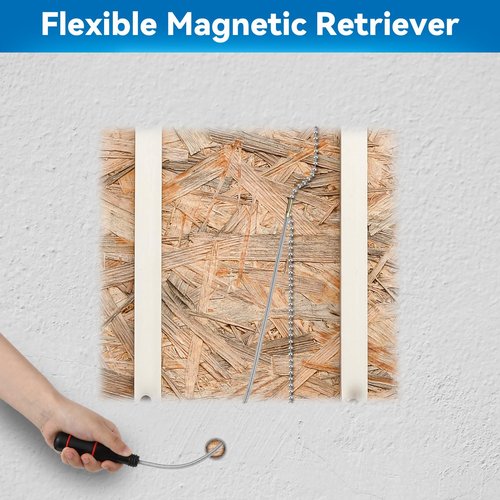 Feekoon Wet Noodle & Retriever Flexible Magnetic Pickup Tool, Bead Chain Fishing Flexible Magnetic Retriever Expandable Retrieval Hook for Wire Through Wall Wiring, Item Pickup