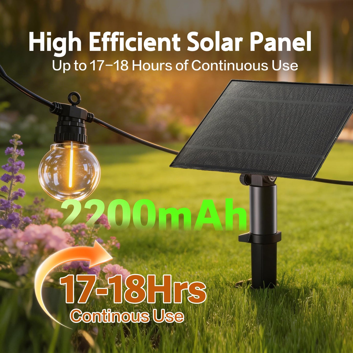 BYIZO 31FT Solar Outdoor String Lights with 12 LED Bulbs, IP65 Waterproof, Remote Control & Dual Solar-USB Charging for Patio, Garden, Backyard & Party