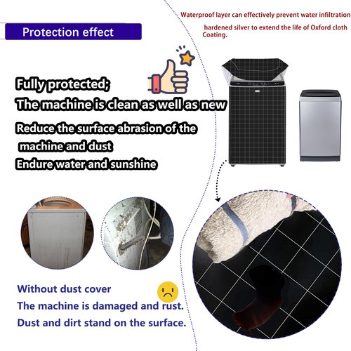 MBOOM Portable Washing Machine Cover, 600D Oxford Waterproof Universal Fit for Compact/Full-Automatic Washers（1.7-2.0 cu.f,about 12-15 lbs)，22.5"W x 23.5"D x 36"H