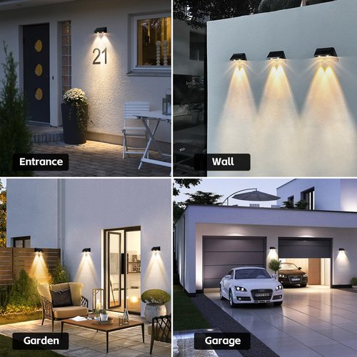 Solar Wall Lights Outdoor Waterproof 3000K Warm White Downlights LED Dusk to Dawn Solar Lights for House Number, Address Sign, Mailbox, Fence