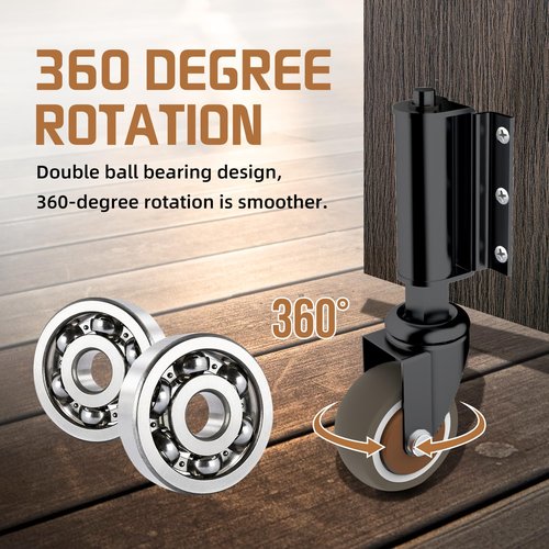 USCaster 1 Pack Gate Wheel 2inch Gate Caster for Wooden Gate 80lbs Capacity 360 Degree Rotation TPR Rubber Tire Spring-Loaded Gate Wheels with Screws & Screwdriver(Black)