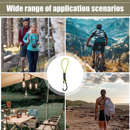 Bungee Cords with Carabiner Clips - Bungee Cords with Hooks | Camping Tent Carabiner with Strap | Long Bungee Straps with Clips Outdoor for Bike, Camping, Tarps, Truck - 18 to 120 Cm
