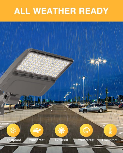 JC-LGL 200W LED Parking Lot Light,28000LM 5000K LED Parking Lot Lights Outdoor, Adjustable Arm Mount,IP65 Waterproof,100-277V Commercial LED Area Security Light for Parking Lot,Stadium,Yard,Roadways