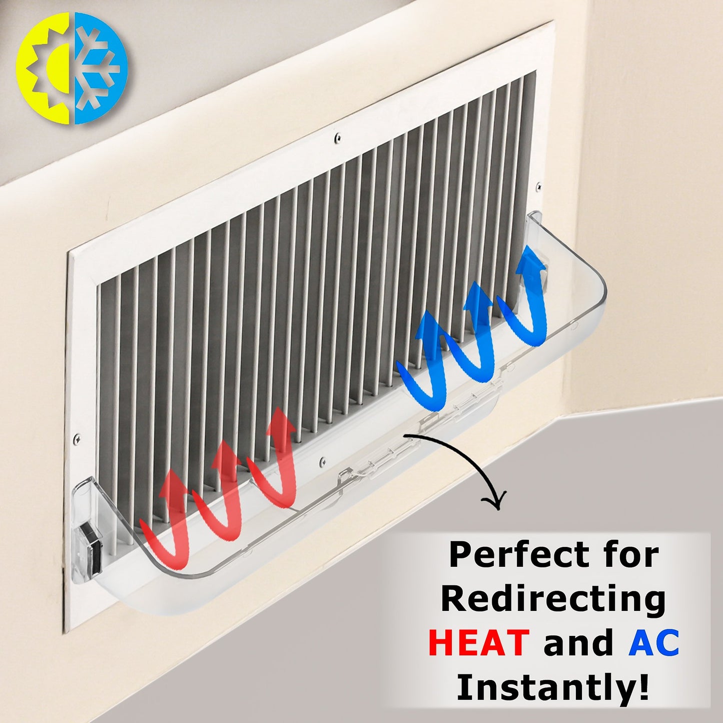 Home Intuition Heat and Air Vent Deflector 8.5" to 15" Magnetic Non Melting Adjustable for Vents, Sidewall, and Ceiling Registers, 2 Pack