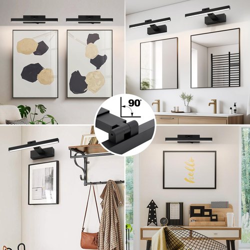 ZitoStory Black Picture Lights for Wall Dimmable Rechargeable Wireless Picture Lights for Paintings LED Wall Light Fixtures Dimmable Wall Sconce with Remote (Black, 12‘’) 3000K