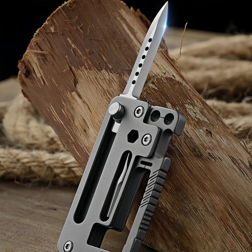 Titanium Multitool Keychain - 3-in-1: Box Cutter, Flathead Screwdriver, Bottle Opener, Durable EDC Gear